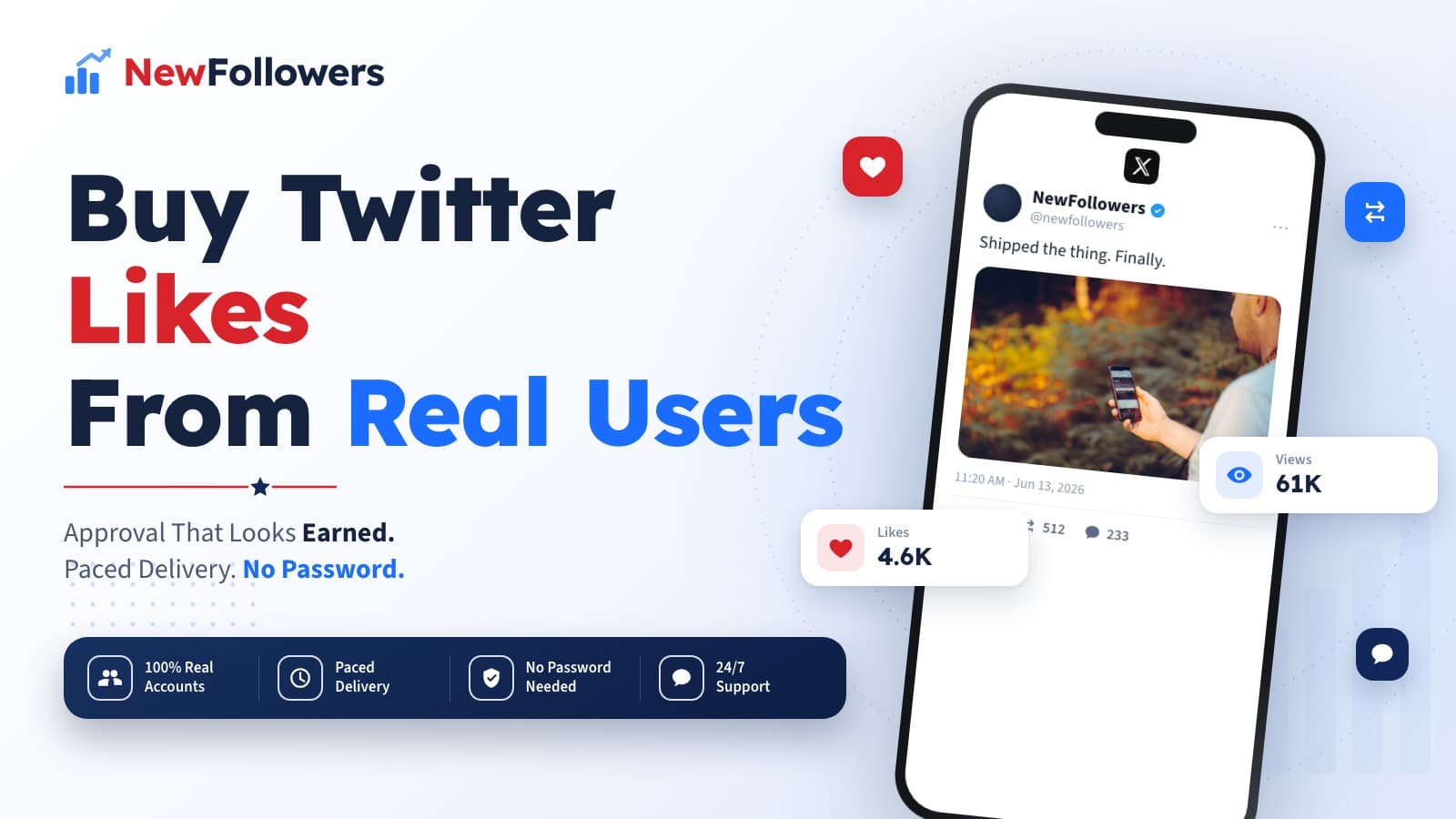 Buy Twitter (X) Likes From Real Users